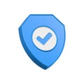 shield icon with check mark 3d symbol security Royalty Free Stock Photo