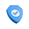 shield icon with check mark 3d symbol security Royalty Free Stock Photo
