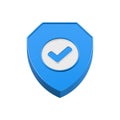 shield icon with check mark 3d symbol security Royalty Free Stock Photo