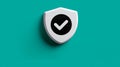 Shield icon with checkmark on teal background Royalty Free Stock Photo