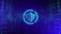 Shield Icon Cyber Security, Digital Big Data Network Protection, Future Blockchain Technology Network Digital Data Connection Royalty Free Stock Photo