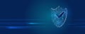 Shield icon, future technology for verification. Abstract high tech background. Data security system, information, or network Royalty Free Stock Photo