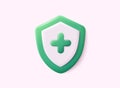 Shield icon. Health care concept. Health insurance concept. immune system shield. 3D Web Vector Illustrations