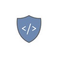 Shield icon Illustration with coding. programming editor safety Royalty Free Stock Photo