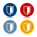 Shield Icon Trendy Flat Round Buttons Set Illustration Design
