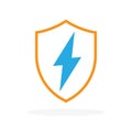 Shield icon. Lightning icon. Protection symbol. Vector logo design element