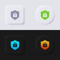 Shield icon with Padlock symbol, Icon set, Multicolor neumorphism button soft UI Design. Royalty Free Stock Photo