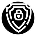 Shield icon protecting lock for data security Royalty Free Stock Photo