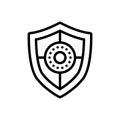 Black line icon for Shield, safeguard and defense