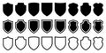 Shield icon set. Different shields forms Royalty Free Stock Photo