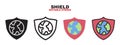 Shield icon set with different styles Royalty Free Stock Photo