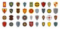 Shield icon set, flat style