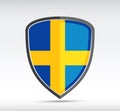 Shield icon with state flag of Sweden Royalty Free Stock Photo