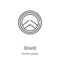shield icon vector from ancient greece collection. Thin line shield outline icon vector illustration. Linear symbol for use on web