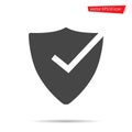 Shield icon vector. Flat protection symbol isolated on white background. Trendy internet concept. Mo