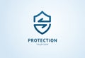 Shield icon. Vector flat style illustration Abstract business security Agency logo template. Logo concept of antivirus, protection Royalty Free Stock Photo