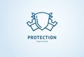 Shield icon. Vector flat style illustration Abstract business security Agency logo template. Logo concept of antivirus, protection Royalty Free Stock Photo