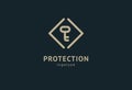 Shield icon. Vector flat style illustration Abstract business security Agency logo template. Logo concept of antivirus, protection Royalty Free Stock Photo