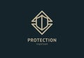 Shield icon. Vector flat style illustration Abstract business security Agency logo template. Logo concept of antivirus, protection Royalty Free Stock Photo