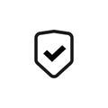 Shield icon vector isolated, flat line outline safety symbol with checkmark, warranty or protect sign, privacy or secure Royalty Free Stock Photo