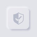 Shield icon, White Neumorphism soft UI Design for Web design. Royalty Free Stock Photo