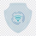 Shield icon. WiFi sign. Protectoin sign. Flat design. Vector illustration isolated on transparant