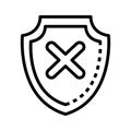 Shield Icon with X Symbol for Security Warning Royalty Free Stock Photo