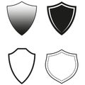 Shield icons. Basic heraldic emblems. Black and white symbols. Clean vector outlines. Royalty Free Stock Photo