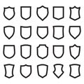 Shield icons set. Different shield shapes. Vector shield frames Royalty Free Stock Photo