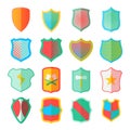 Shield icons set in flat style Royalty Free Stock Photo