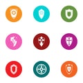 Shield icons set, flat style Royalty Free Stock Photo