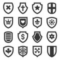 Shield Icons Set on White Background. Vector