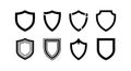 Shield icons vector set with outlined and solid styles for design and security concepts Royalty Free Stock Photo
