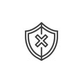 Shield insecure line icon