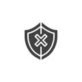 Shield insecure vector icon