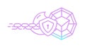 Shield Interconnected Chains. Data Security, Blockchain, Cybersecurity, vector design Generative AI Royalty Free Stock Photo