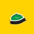 Yellow and green isometric shield icon. Vector illustration Royalty Free Stock Photo