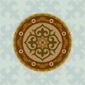 Shield of the Kazakh warrior, the Mongol. Asian National Sora in a circle. Steppe motifs Royalty Free Stock Photo