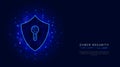 Shield with keyhole cyber security banner template on abstract polygonal background. Cloud data protection technology. Royalty Free Stock Photo