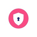 Shield With Keyhole In Flat Vector Illustration Symbolizing Cybersecurity, Data Protection, And Privacy, Isolated On