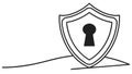 A shield with a keyhole icon for cybersecurity and secure access concepts. vector design Generative AI Royalty Free Stock Photo