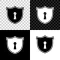 Shield with keyhole icon isolated on black, white and transparent background. Protection and security concept. Safety Royalty Free Stock Photo
