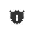 Shield with keyhole icon isolated. Protection and security concept. Safety badge icon. Privacy banner. Defense tag