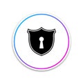 Shield with keyhole icon isolated on white background. Protection and security concept. Safety badge icon. Privacy Royalty Free Stock Photo