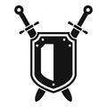 Shield knight icon, simple style