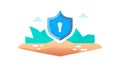 Shield on land: protection, security and safety concept icon, vector design Generative AI Royalty Free Stock Photo