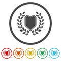 Shield with laurel wreath icon. Set icons in color circle buttons Royalty Free Stock Photo