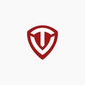 Shield letter TV logo, letter VT logo icon