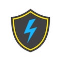 Shield and lightning flat illustration