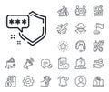 Shield line icon. Privacy secure sign. Salaryman, gender equality and alert bell. Vector